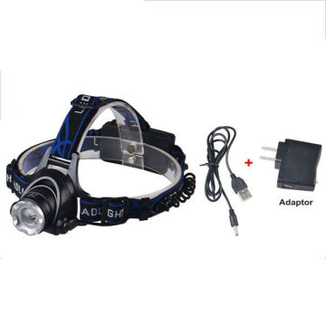 Zoomable adjustable focus light rechargeable 800 lumens T6 led fishing headlamp